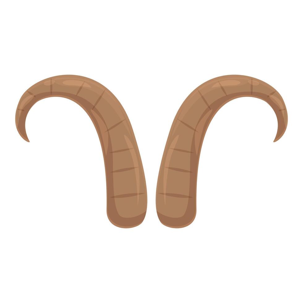 Pair of large brown ram horns pointing upwards vector