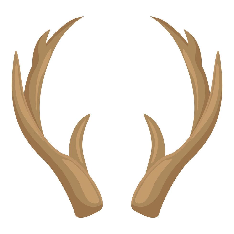 Pair of large brown antlers is shown on a plain white background vector