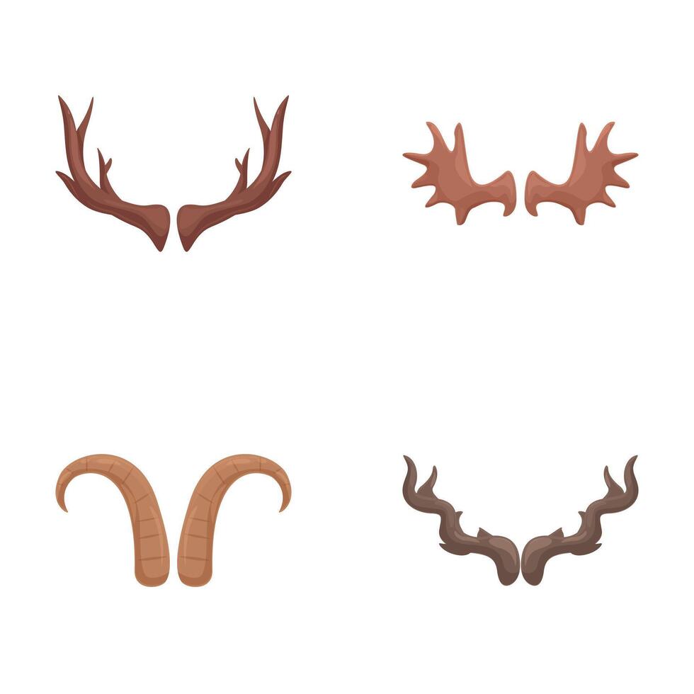 Set of assorted animal horns and antlers illustration vector