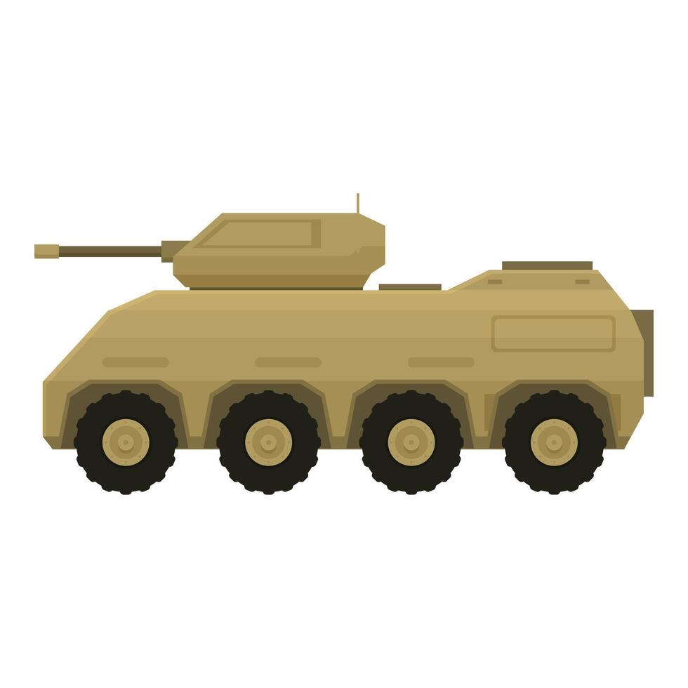 Powerful military armoured vehicle with cannon standing on white background vector
