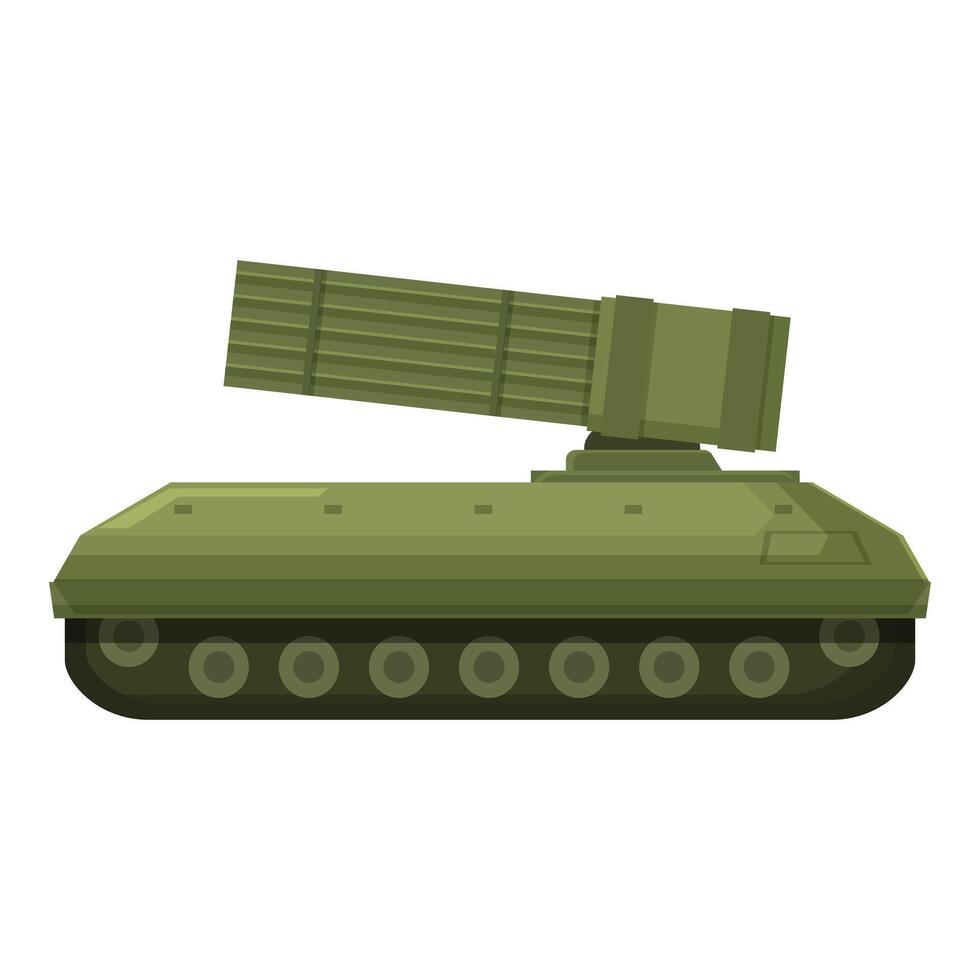 Powerful military vehicle tracked launching rockets illustration vector