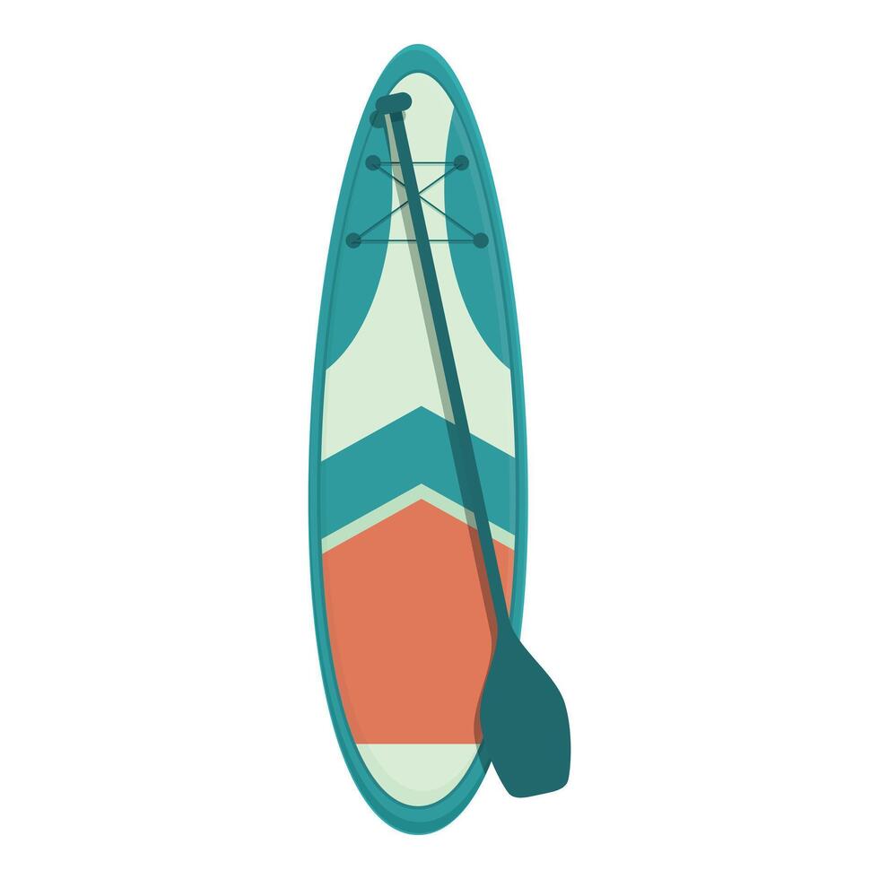 Turquoise and orange stand up paddle board for sup surfing water sport with paddle vector