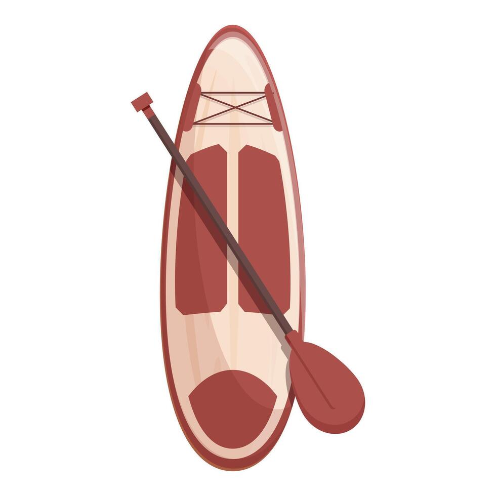 Red paddle board for sup surfing lying with paddle vector