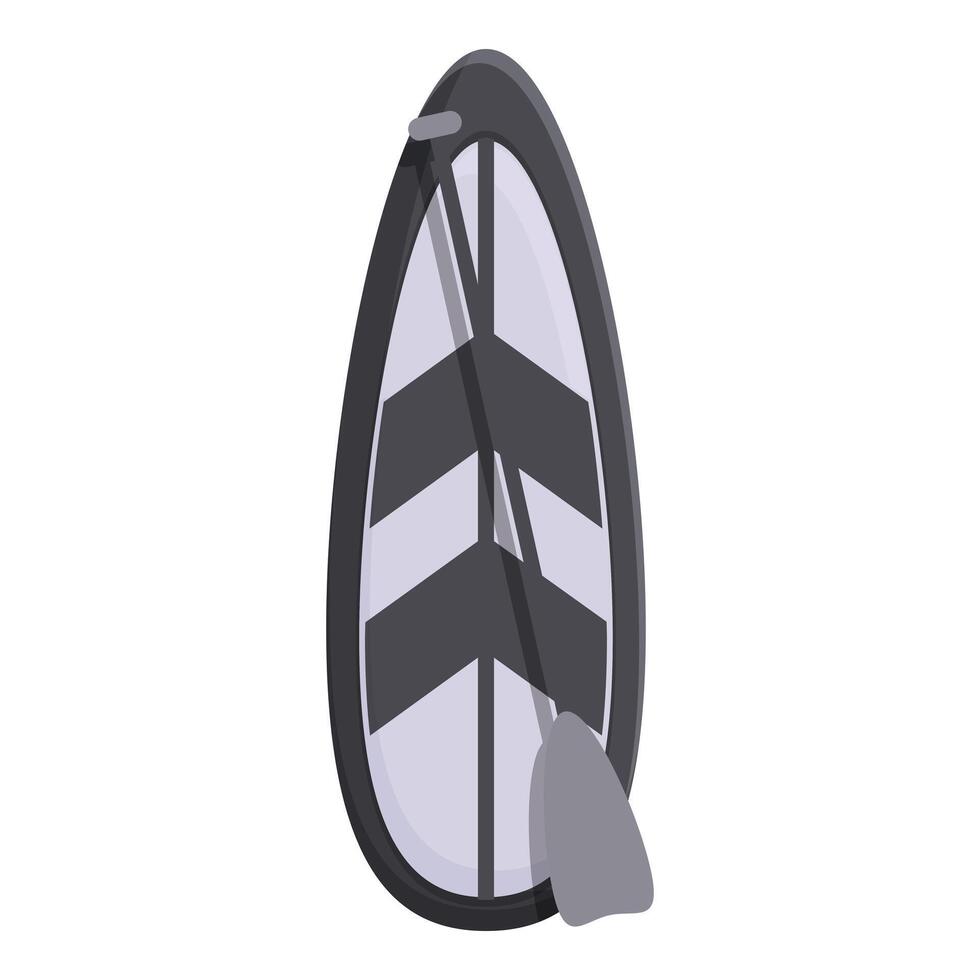 Paddle board for sup surfing staying upright on water with paddle leaning on it vector