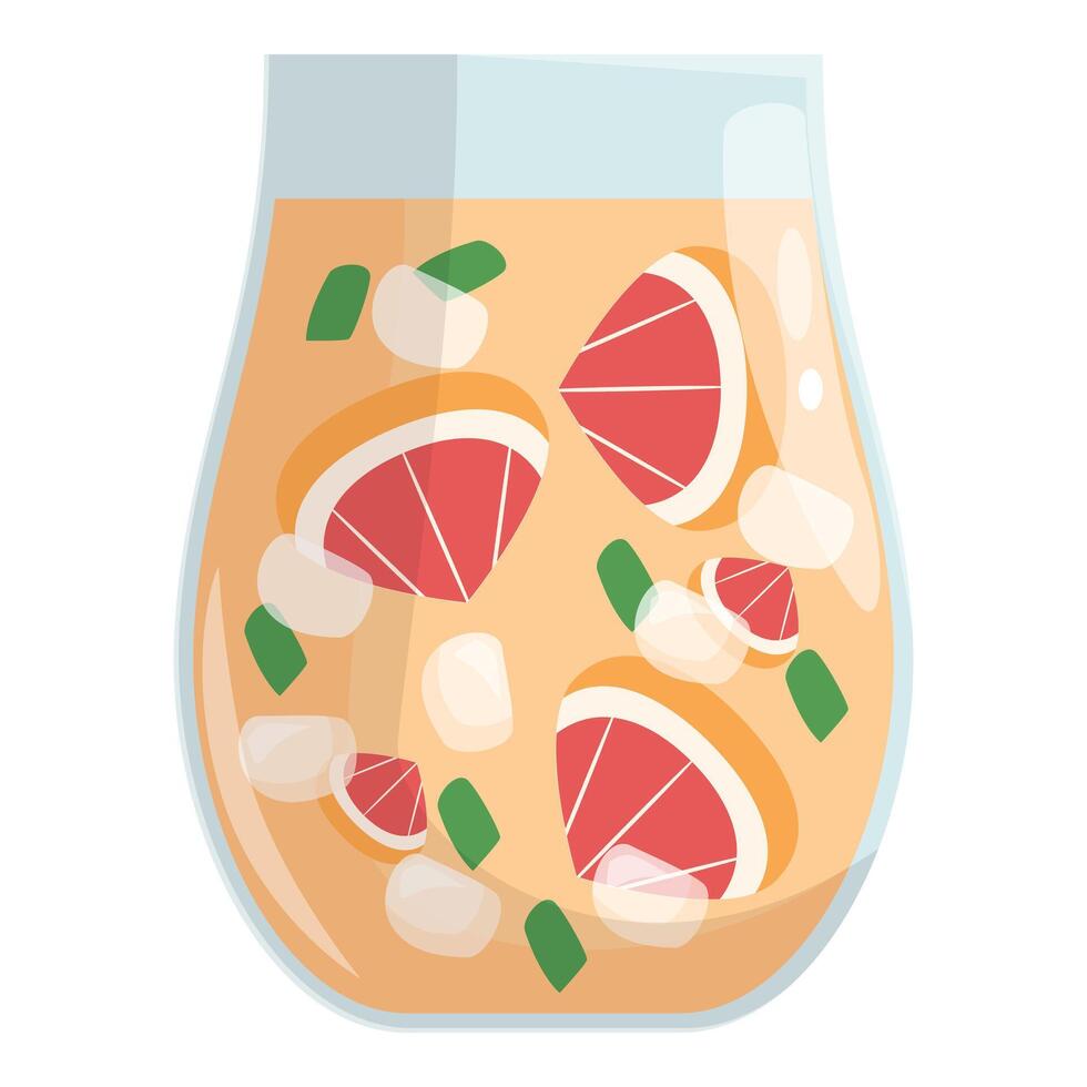 Refreshing summer drink with grapefruit slices and ice cubes floating in a pitcher vector