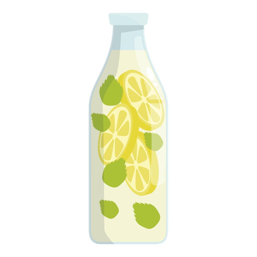 Tall glass bottle with a refreshing summer drink infused with lemon and mint vector