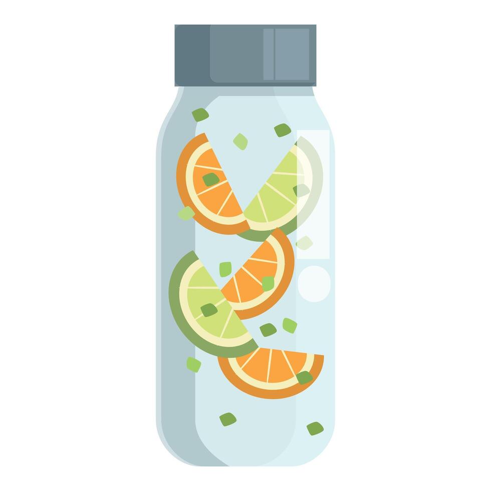 Refreshing detox water infused with sliced oranges and limes in a glass jar vector