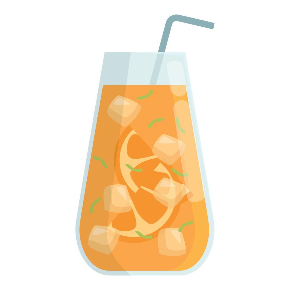 Refreshing summer cocktail with orange slices and ice cubes in a tall glass vector