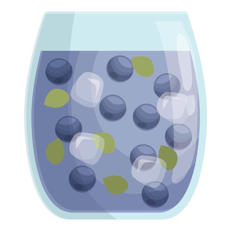 Glass is containing refreshing summer cocktail with blueberry and ice cubes vector
