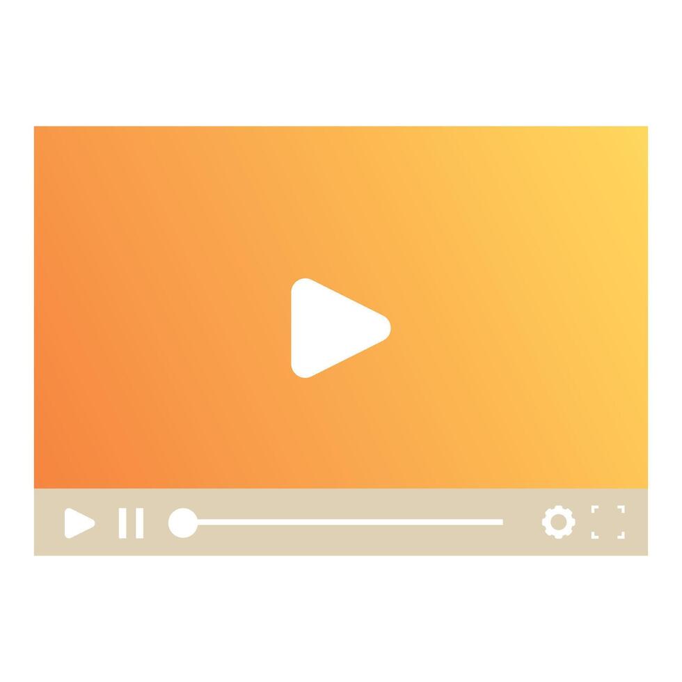 player showing streaming media content with play button on orange gradient background vector