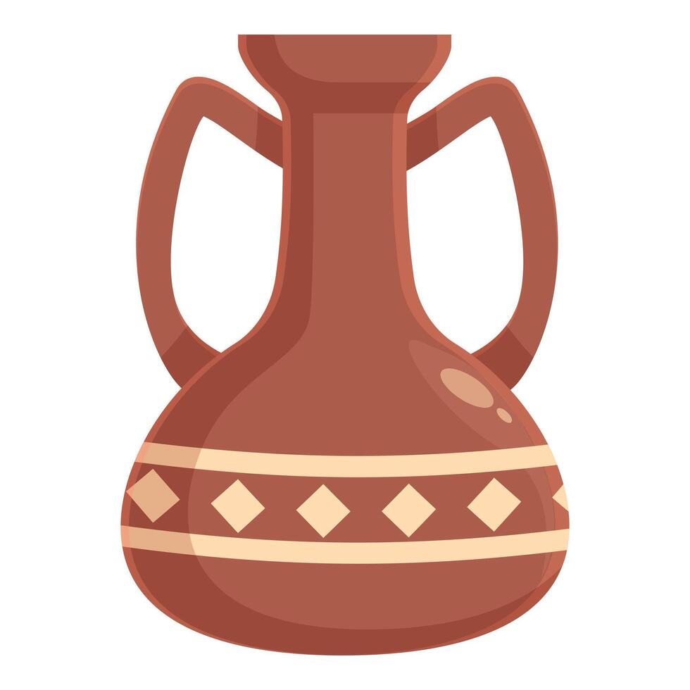 Ancient greek style terracotta amphora with two handles and geometric pattern vector