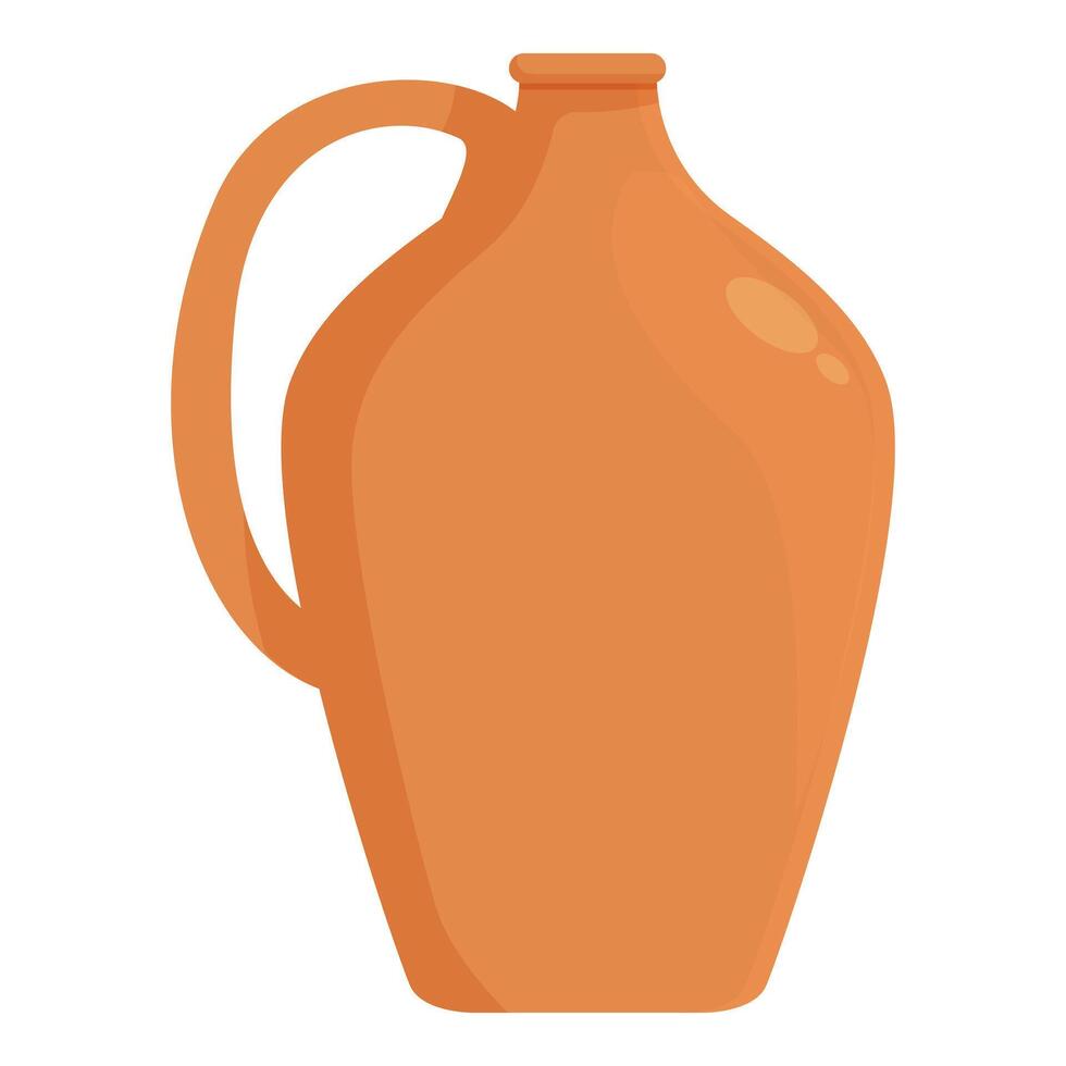 Large brown clay pitcher standing on white background vector