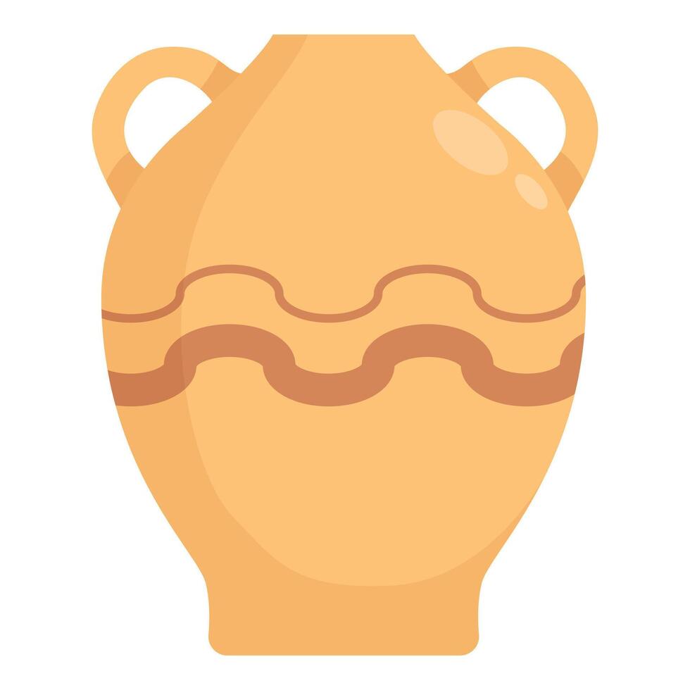 Large ceramic pot featuring wavy design for storing liquids vector