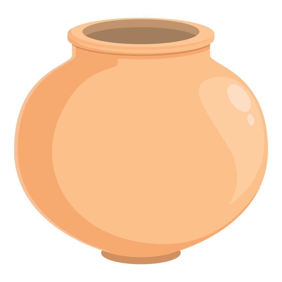 Round clay pot standing on a white background vector