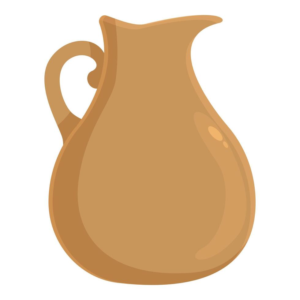 Brown empty ceramic pitcher with handle for serving water or wine vector