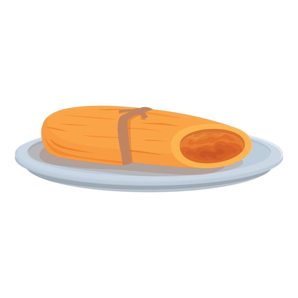 Mexican tamale served on a plate for dinner vector
