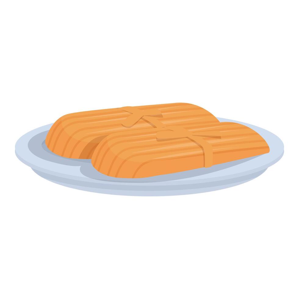 Two tamales served on a plate representing mexican cuisine and culture vector