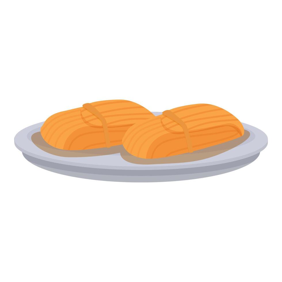 Two freshly cooked tamales are ready to be enjoyed at a festive meal vector