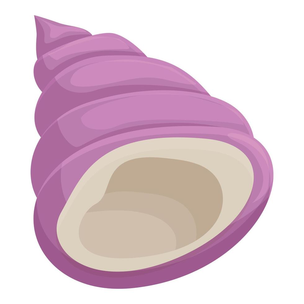 Purple seashell showing its empty inside on white background vector