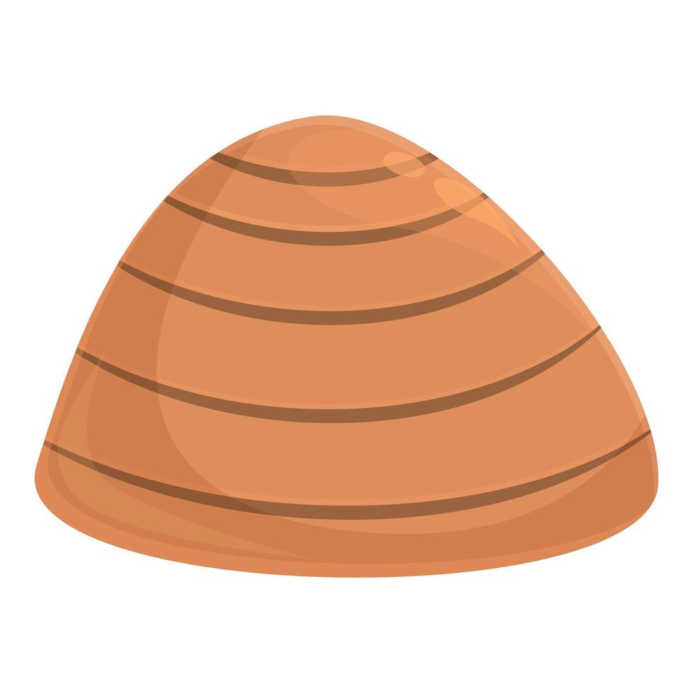 Brown striped dome shaped rock formation sitting on white background vector
