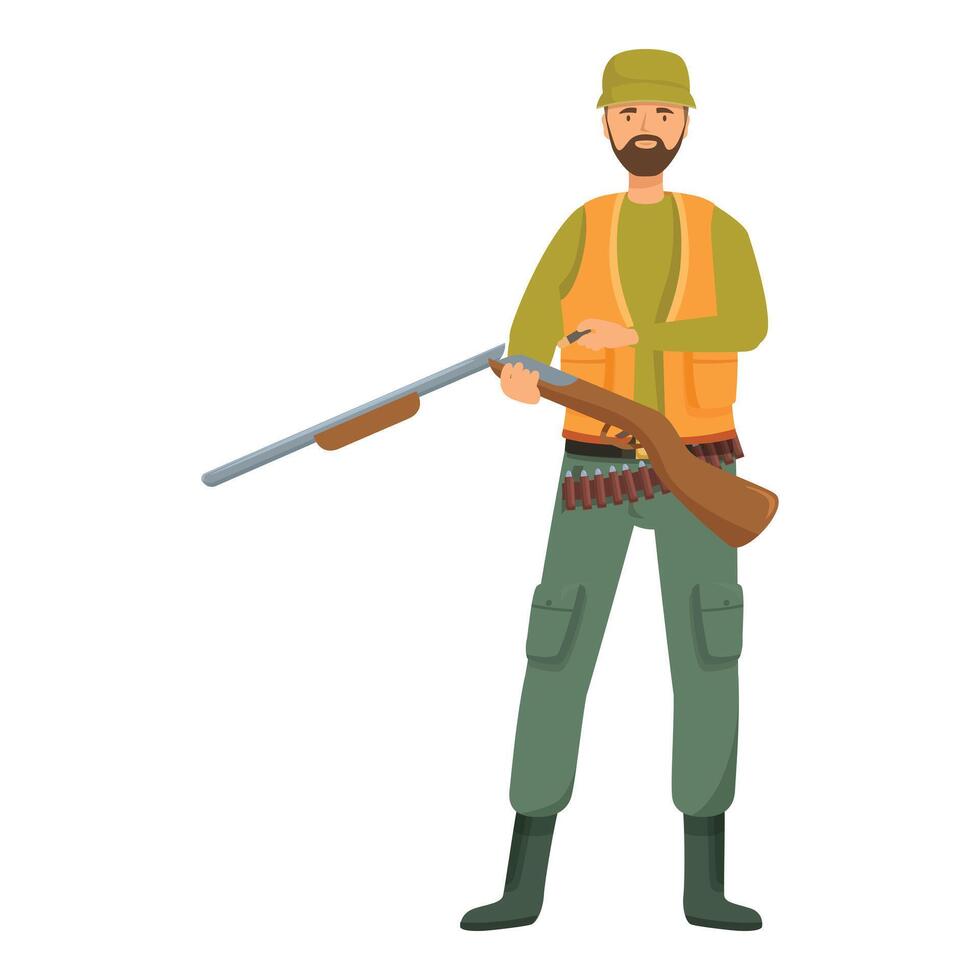 Hunter is holding a shotgun, preparing for the hunt vector