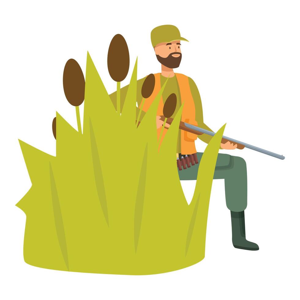 Hunter waiting in ambush with rifle vector