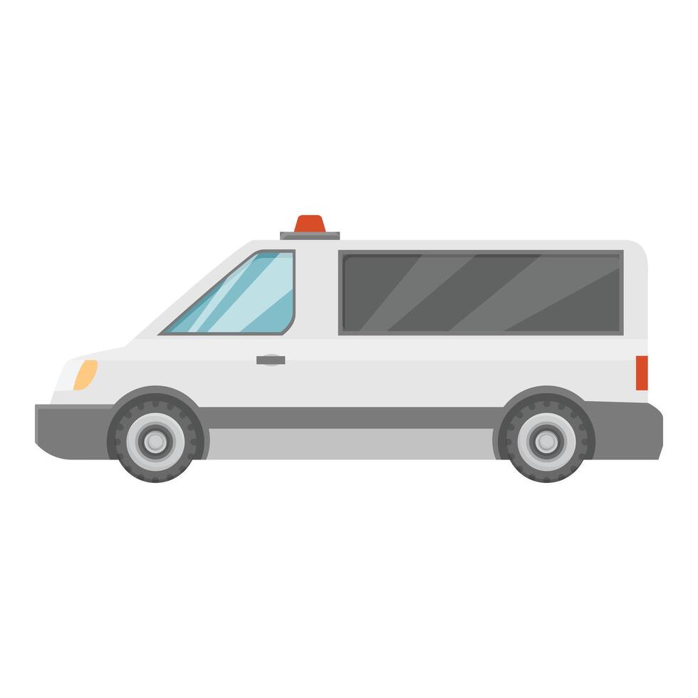 White passenger minivan with flashing light driving on the road vector
