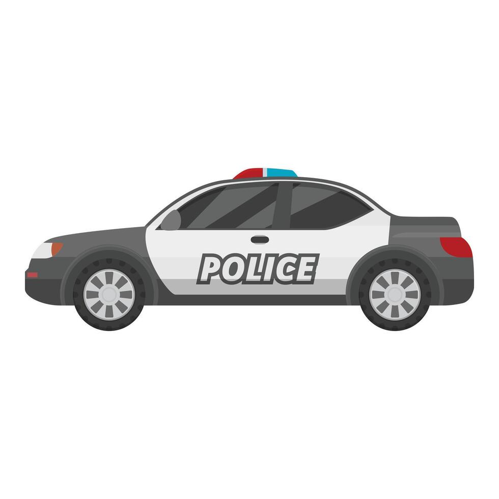 Modern police car parked showing side view vector