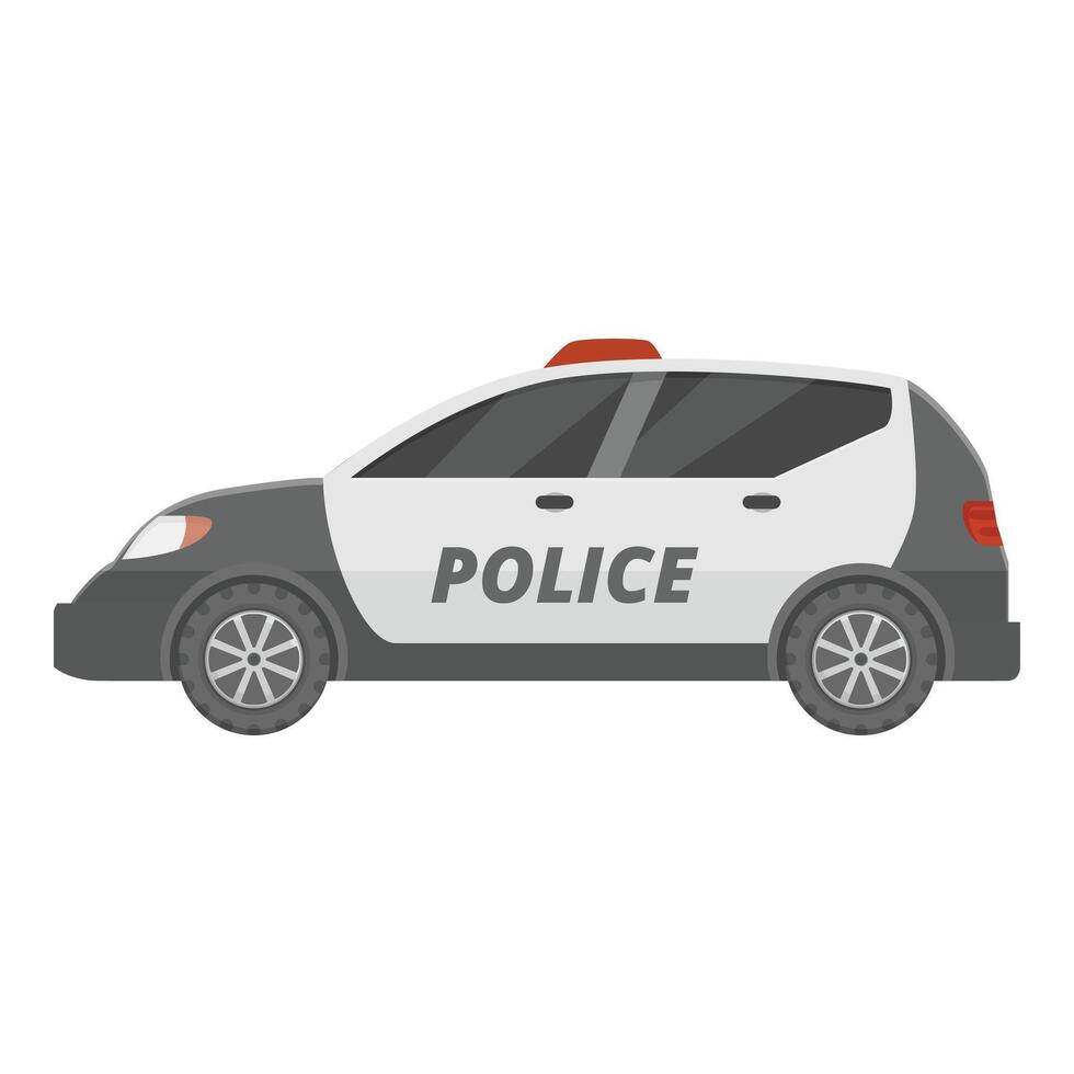 Police car parked on the side of the road with flashing lights on vector