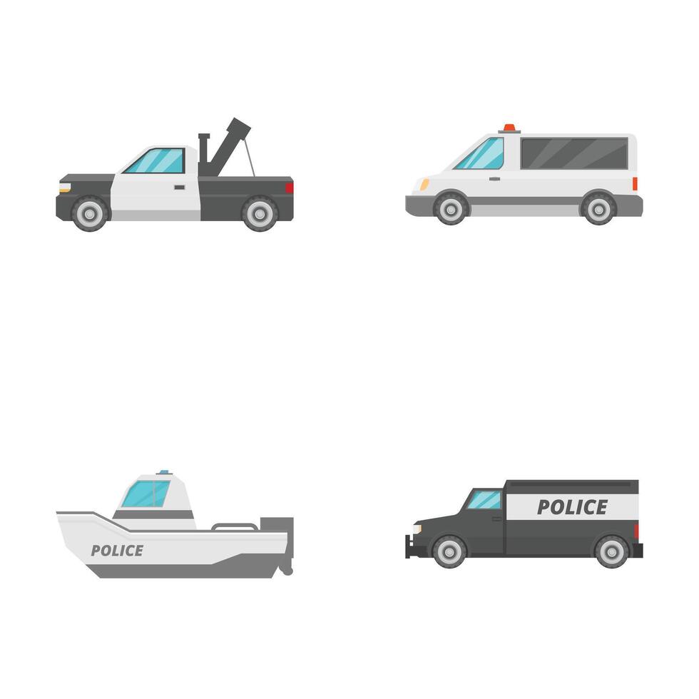 Set of various service vehicles icons vector