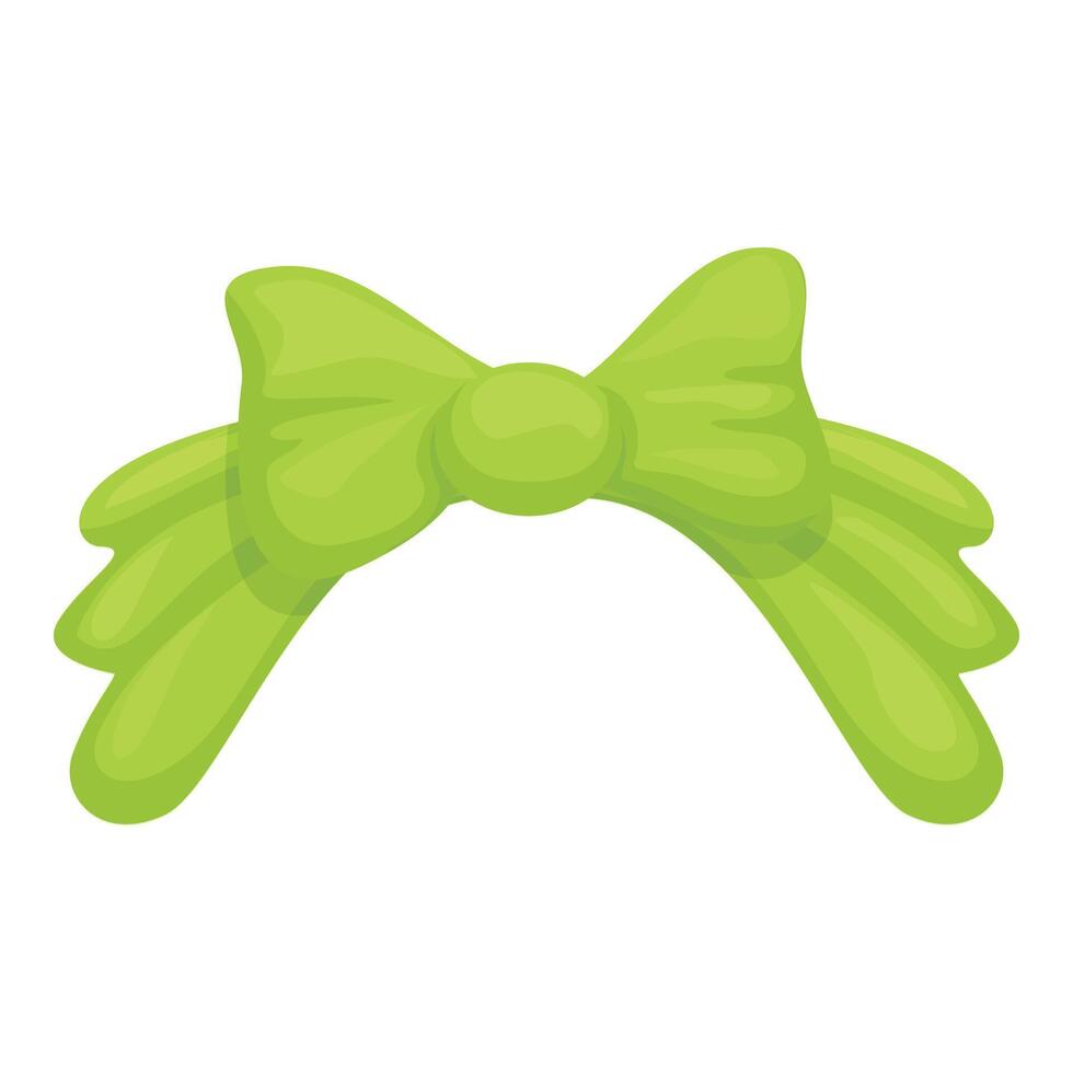 Big green bow tie with folded ribbon ends pointing to each side vector