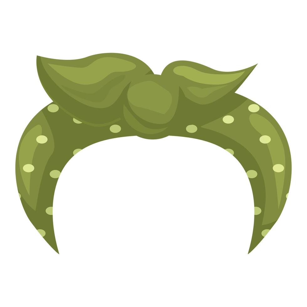 Green polka dot bandana tied around the head for retro and vintage fashion style vector