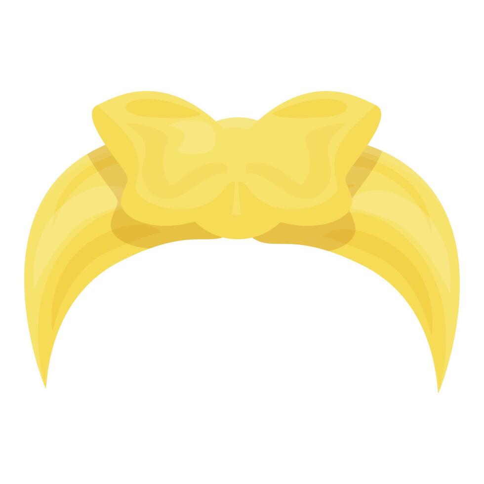 Blonde hair tied with a yellow bow forming a perfect semicircle vector