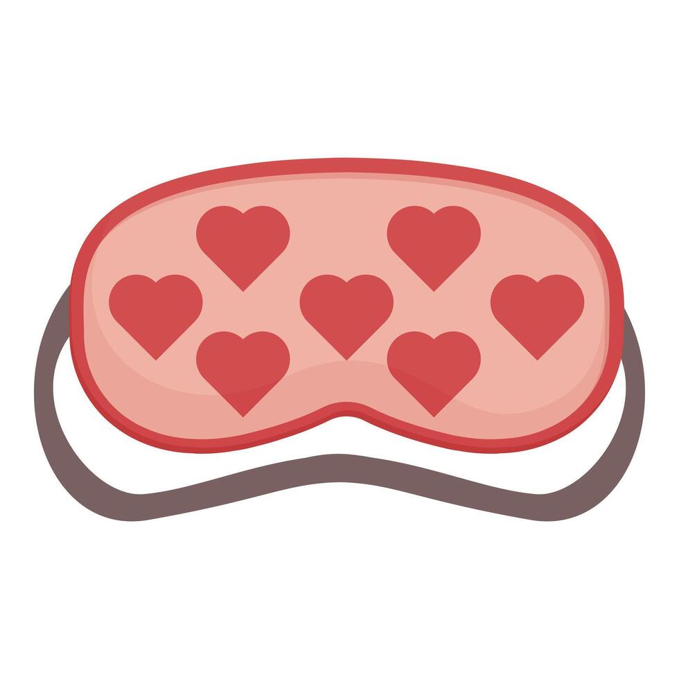 Pink sleeping mask with red hearts providing comfort and relaxation vector