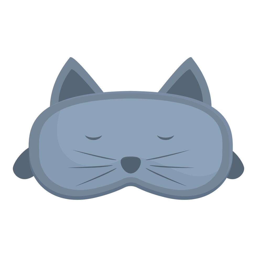 Cute blue sleep mask shaped like sleeping cat with closed eyes for comfortable sleep vector
