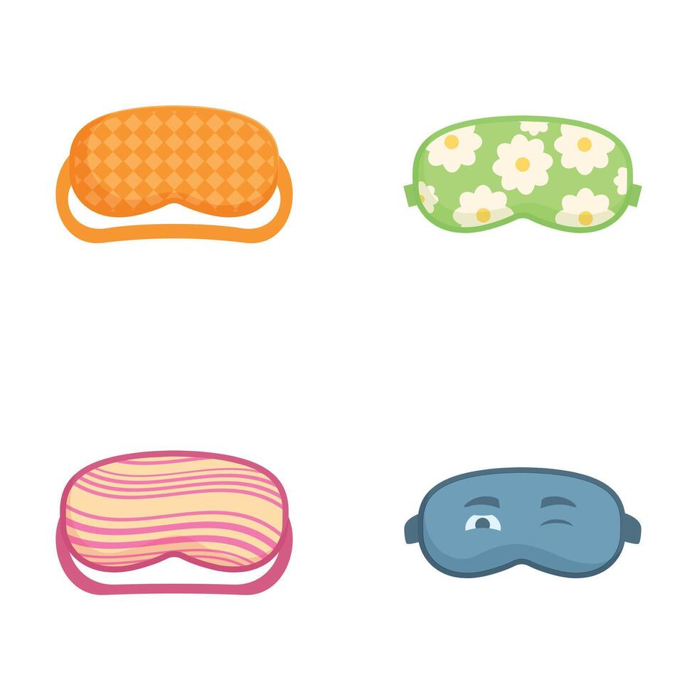 Set of colorful sleep masks on white background vector