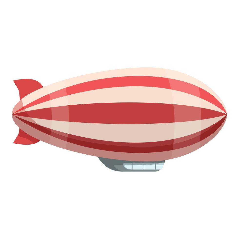 Red and white striped blimp flying in the sky vector