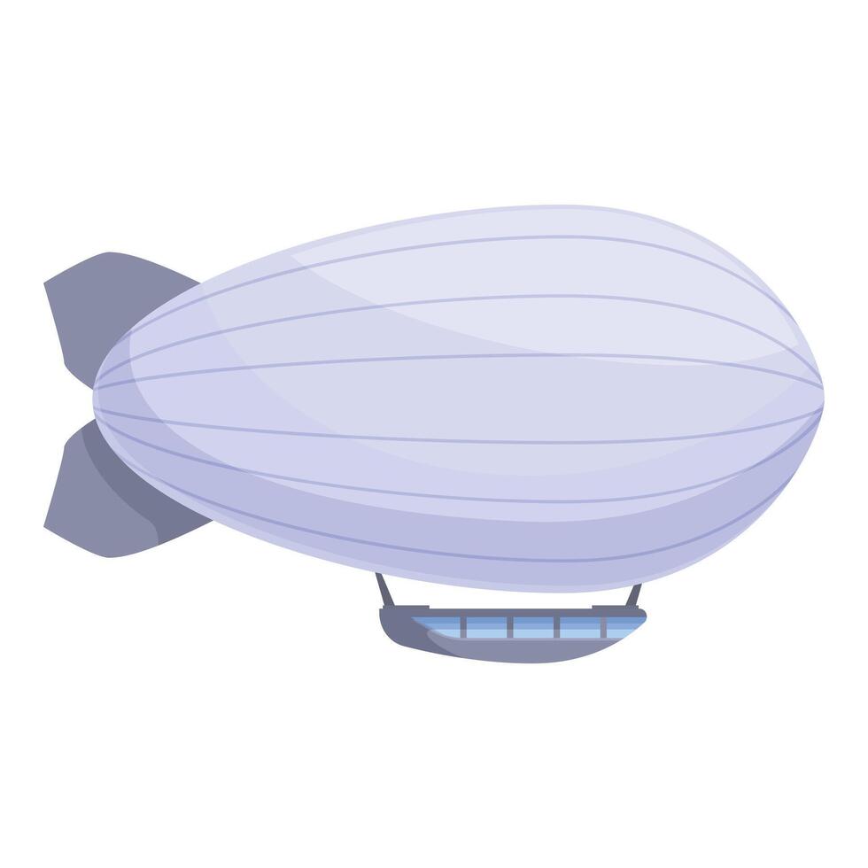 Large zeppelin airship flying in cloudy sky with gondola basket vector