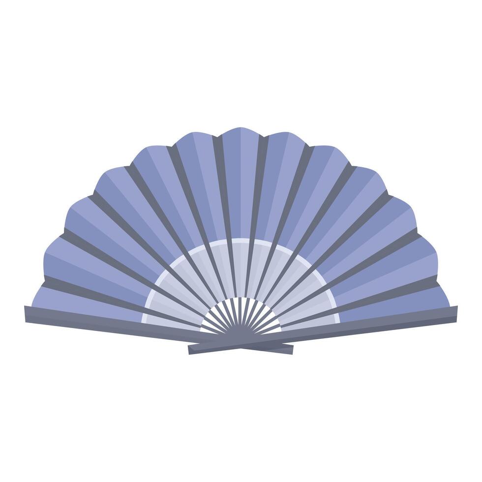 Traditional blue handheld folding fan open for cooling down in summer vector