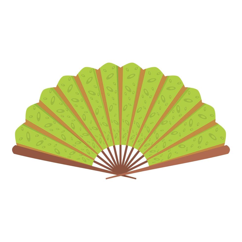 Green and brown folding fan with a stylish design on a white background vector