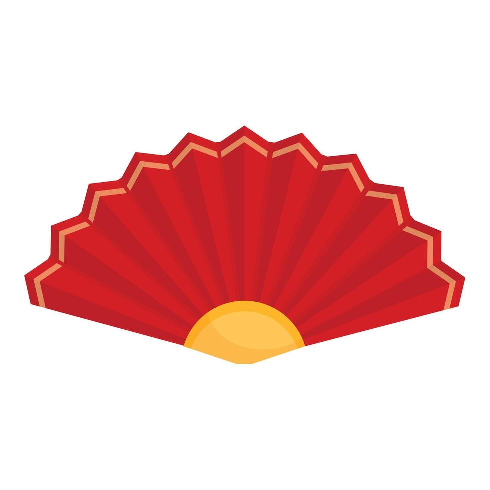 Traditional red and gold chinese hand fan open for cooling vector