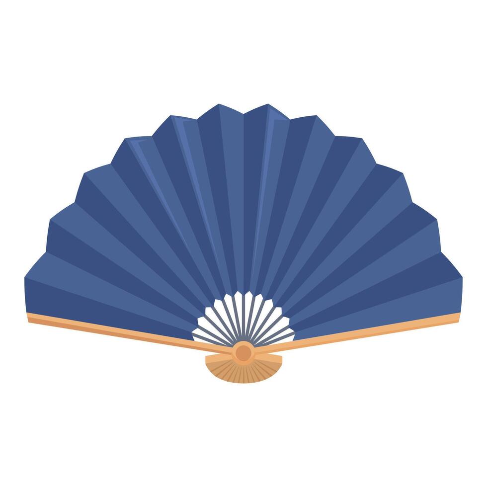 Beautiful blue hand fan open showing traditional japanese style vector