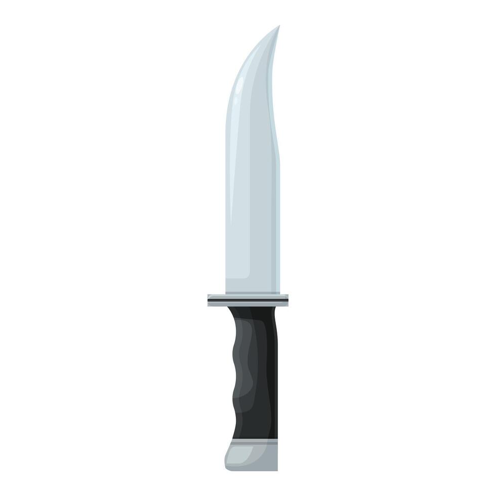 Large sharp hunting knife with black handle pointing upwards vector
