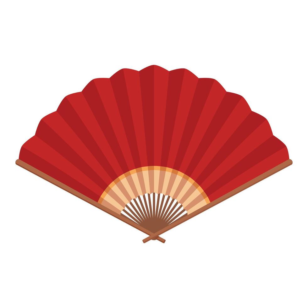 Red hand fan folded and displaying traditional asian design vector