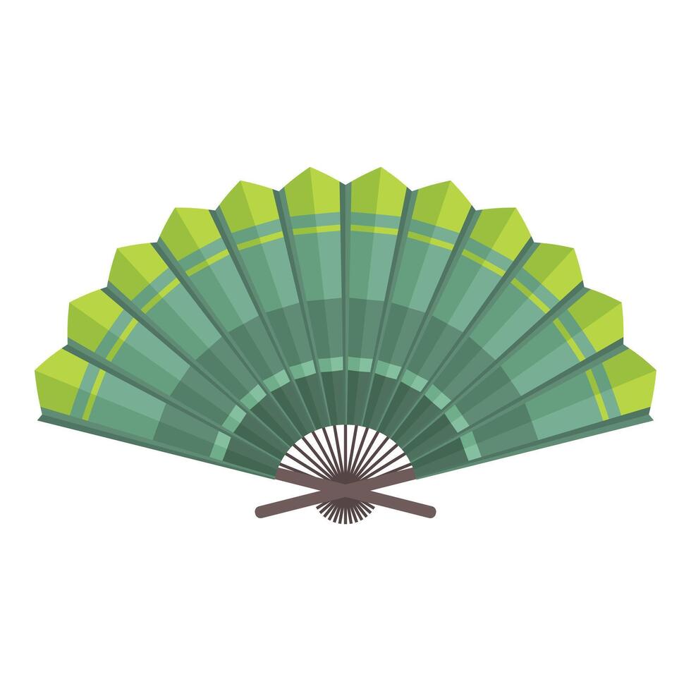 Green and yellow hand fan folded and displaying its beautiful design vector