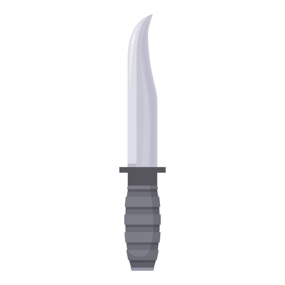 Sharp hunting knife with black handle pointing upwards vector