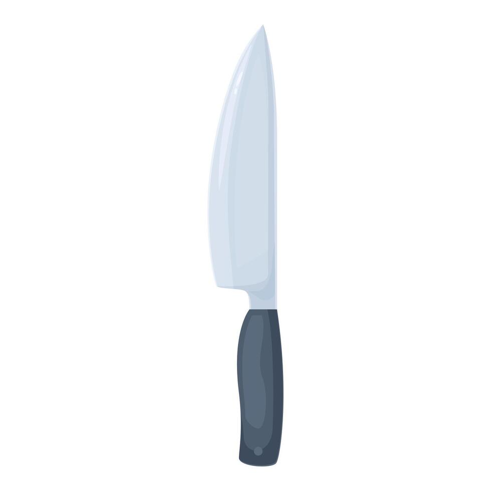 Large kitchen knife with a black handle pointing upwards vector