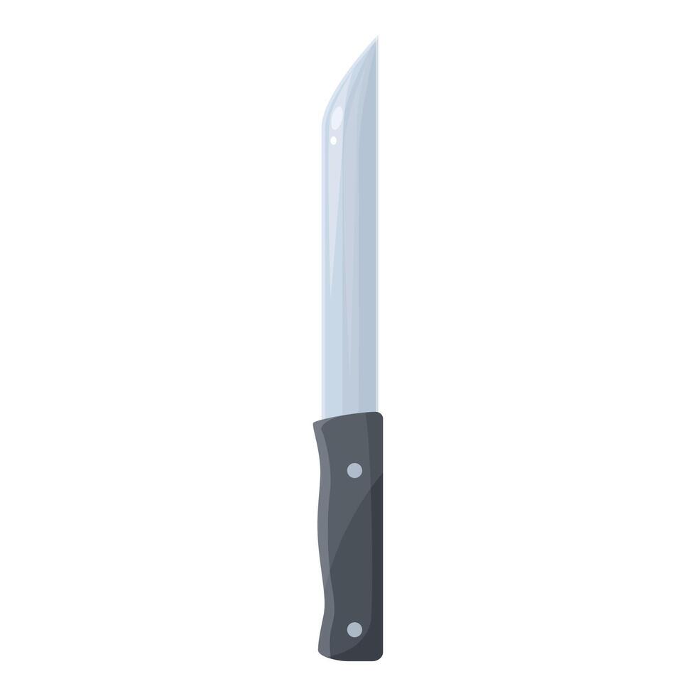 Large sharp kitchen knife pointing upwards with black handle vector