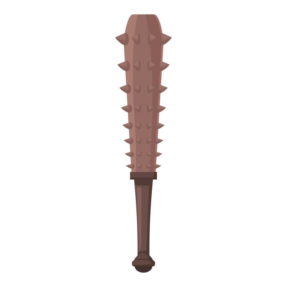 Medieval spiked wooden club for crushing featuring a handle and a round pommel vector