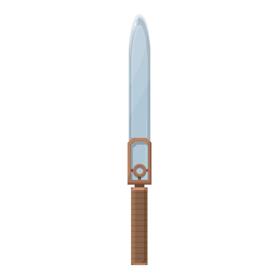 Long glass sword with wooden handle and golden crossguard pointing up isolated on white background vector